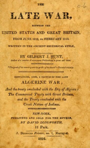 Book cover of The Late War Between the United States and Great Britain