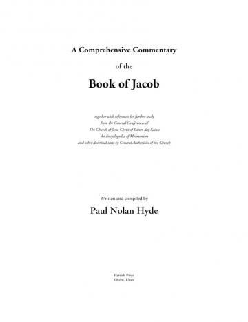 A Comprehensive Commentary of the Book of Jacob