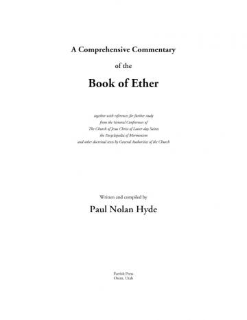 A Comprehensive Commentary of the Book of Ether