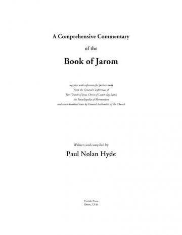 A Comprehensive Commentary of the Book of Jarom