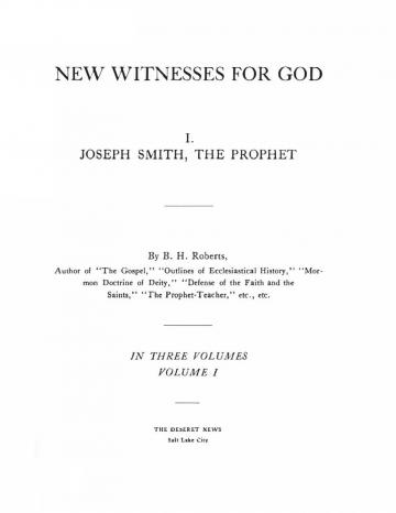New Witnesses for God: Volume I - A New Witness for God