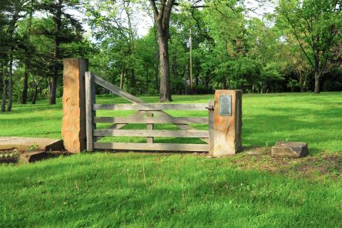 A reminiscent gate at the site of the North Union Society of Shakers, where Doctrine and Covenants section 49 was read to Ashbel Kitchel and his Shaker family. Taken in 2008.